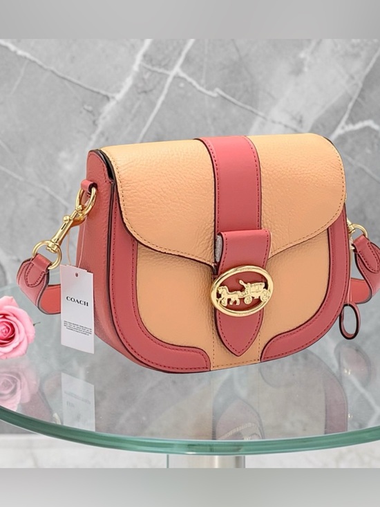 Coach Handbags - COACH Georgie Saddle Bag In Colorblock COLOR:
Gold/Faded Blush/Taffy